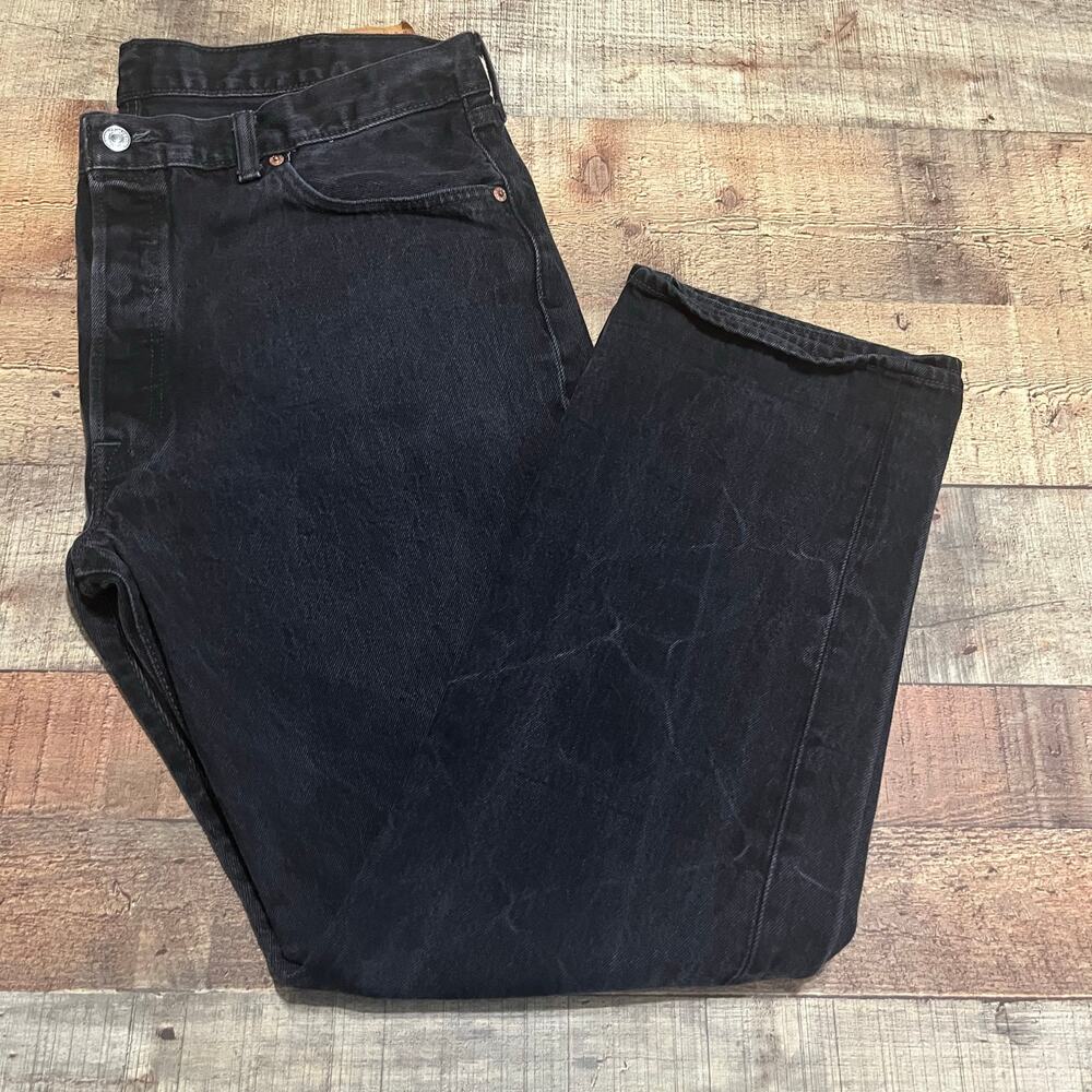 Levi's Mens Black Denim Button Fly Straight Leg 501 Jeans Sz 40x32 Closet Staple